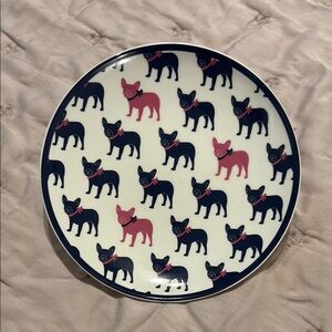 Draper James Navy and Pink French Bulldogs Accent plate